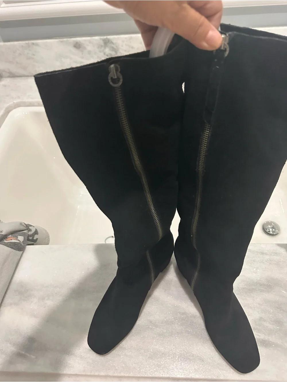 Splendid Black Over-The-Knee Suede-Look Boots